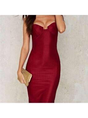 Strapless Burgundy Bodycon Dress